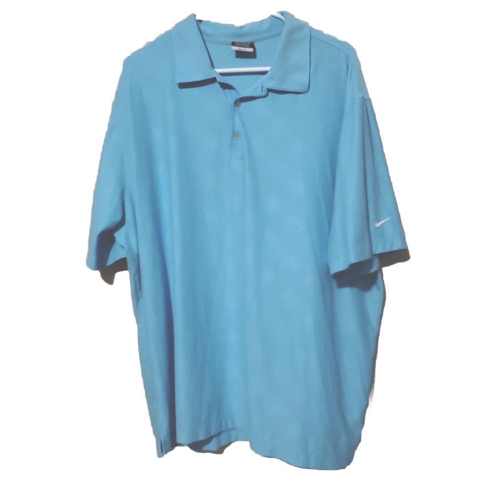 Nike Golf Dri-fit Men Size XL Blue Short Sleeve Polo Polyester Spandex Blend